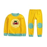 PANCY 子供服 長袖 ルームウェア 上下セット 秋冬 裏起毛 女の子 アップリケ(イエロー(チェリー),100cm)