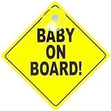 Gripfast Bright Yellow Baby On Board Car Sign - Suction cup attachment - Incease the awareness of yo