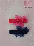 MANDY Sheer Ribbon Bows Shocking Pink & Navy
