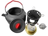 Alocs 屋外ケトルキャンプ調理器具ウォーターポット1.4リットルケトルアルコールストーブとブラケット420g