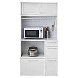 山善(YAMAZEN) レンジ台 90cm 幅90 食器棚 YKB-B9090WH2-1 ホワイト(無地)