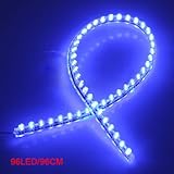 ライト，SODIAL(R)96 LED車のストリップアンダーライトネオン足元柔軟な防水リニア - 青