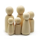 10 Sets (60piece) Family of 6-Wooden Peg People Solid Hardwood Natural Unfinished wood beads Turning