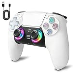 P4コントローラー pc コントローラー pc 【2026年新版】 大容量バッテリー ブルートゥース 無線/有線接続 6軸ジャイロセンサー機能 連射Turbo機能 人体工学 二重振動 SHAREボタン搭載 15時間連続使用 遲延なしジャイロ搭載 高耐久ボタン ゲームパット ヘッドフォンジャック付き 日本語取扱説明書付き (ホワイト)