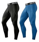 [Boyzn] メンズ スポーツタイツ コンプレッションタイツ ロング レギンス ランニングタイツ ストレッチパンツ 吸汗速乾 ランニングウエア 加圧 パワーストレッチ スポーツタイツ Black/Blue-S