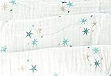 Swaddle Blanket 100% Muslin - Large Baby Blankets 47x 47 Swaddling Wrap (blue star) by Swaddle Blank