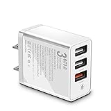 USB充電器、30W 3ポートUSB急速充電器USB電源ACアダプター3台同時に充電Samsung Galaxy S10 / S8 / S9