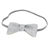 ノーブランド品 2個　赤ちゃん　弾性　ヘッドバンド　ヘアバンド　ターバン　蝶結び　帽子　頭飾り　2色選べる　 - 銀