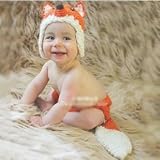 ハンドメイド 0-6ヶ月 撮影写真 ベビー 幼児 編む フォックス 帽子+パンツ 0-6ヶ月に合う 【1点】