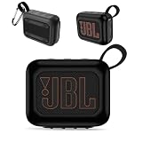 For JBL GO4 ケース カバー KONXISA シリコン 保護ケース （カラビナ付き） 着用しやすい 耐衝撃性 装着充電可能 防塵 JBL GO4 Bluetoothスピーカー 対応 （ブラック）