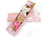 薔薇の花束 熊付 ボックス付 造花 (ピンク)