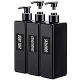 Segbeauty シャンプーボトル ディスペンサー 詰め替えボトル 黑色 500ml 3本セット ブラック 方形 漏れ防止 6種類 シール付き 浴室 洗面所 キッチン アルコール 食器用洗剤 適用