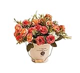 シミュレーション植物人工レッドローズ装飾鉢植えエレガント