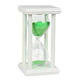 BOJIN　砂時計　サンドタイマー　木製　白枠　卓上　ガラス　オシャレ時計　かわいい　キレイプレゼント　贈り物　モダン　15分計　グリーン砂