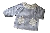 BABY tree こども 後ろ開き 防水 長袖 スモック (90, 水色)