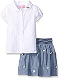 Good Lad Little Girls' Toddler 2 Piece Skirt Set with Bees Embroidery Dress Blue 3T [並行輸入品]