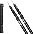 FIELDOOR 伸縮式 アルミテントポール 直径32mm (高さ79～250cm) 4継無段階調節 2本セット 【ブラック】 収納袋付き 無段階調節 振り出しタイプ 簡単 高さ調節 回すだけ ロック スライド