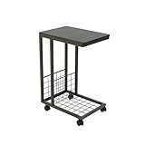 川口工器 収納棚 付き サイド テーブル ワゴン (ブラウン) 18643