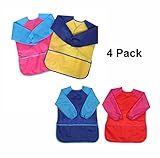 子供アートSmocks、キッズ防水ARTIST PAINTINGエプロン長袖with 3ポケットfor Age 2 – 7歳 24-84 レッド HG-KAS-04-01