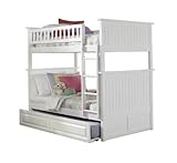 Nantucket Bunk Bed with Raised Panel Trundle Bed, Twin Over Twin, White [並行輸入品]