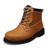 メンズブーツアウトドアシューズウォーキングシューズコンバットブーツジャングルブーツワークブーツショートブーツプラスカシミア (29.5 cm, イエロー)