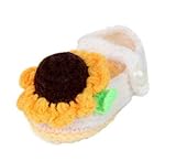 (ビグッド)Bigood ベビーシューズ 子供手作りニットシューズ かぎ針編み 男女兼用 可愛い 毛糸靴 ひまわり 白色と黄色【並行輸入品】