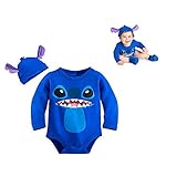 ディズニー リロ ＆ スティッチ ロンパース & 帽子 70cm-80cm 12-18ヶ月 長袖 2点セット 赤ちゃん 男の子 子供用 ベビー キッズ 衣装 コスチューム ボディースーツ