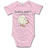 ベビーコットン100 %半袖Onesies幼児用ボディースーツGuess What Chicken Butt Jumping Clothes カラー: ピンク