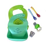 Waterproof Silicone Baby Bib Combo - Includes Two Soft and Light Weight Adjustable Bibs Two Baby Fee