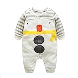 エルフ ベビー(Fairy Baby)新生児服 カバーオールロンパース 前開き 長袖 春秋用 可愛いペンギン柄 ストライプ 9M