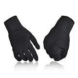 MolySun 手袋 作業用 手袋1対の男のスチールワイヤーフィッシングフィレグロブスカット耐性スレッドウィーブツールグローブフィッシングフィレットプロテクションナイフ（黒）