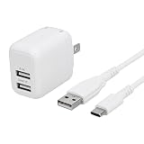 オウルテック 最大12W AC充電器 USB Type-A 2ポート ACアダプター 超タフ USB Type-A to USB Type-Cケーブル USB2.0 データ転送 1.2m ホワイト OWL-AC12WBAC12-WH