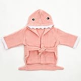 ベビーバスローブ タオル アニマル サメ お風呂 上がり 男女兼用 お包み ピンク