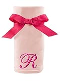 Princess Linens Embroidered Pink Initial Cotton Knit Blanket, R by Princess Linens