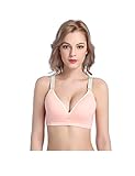 ドレスヌー レディース パッド入り ノーワイヤー 取り外す可能 ストラップ マタニティ 女性下着 コットン アンダーウェア 無地 授乳 ブラジャー ピンク XL