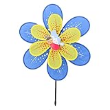 Biuuu ダブルレイヤフラワー風車カラフルな風スピンヤードガーデンの装飾キッズおもちゃ