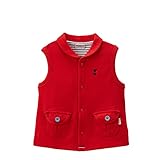 [ミキハウス] MIKIHOUSE 【ミキハウス(ベビー)】 ラウンドカラー 前開きおしゃれベスト〈S-M(70cm-90cm)〉 41-5731-364 赤 M(80-90cm)