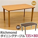 ダイニングテーブル/リビングテーブル 【幅135cm×奥行80cm】 長方形 木製 Richmond ブラウン