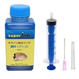 キヤノン （CANON）用 シアン （顔料） 詰め替え 互換インク superInk 100ml （全機種対応） + 手袋1組 + 10ml注入器 + 針 + キャップ