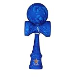 Full Marble Blue Rubberized Super Kendama, Super Sticky, Japanese Wooden Toy, Free String, USA Selle