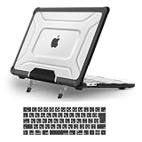 MOSISO 対応機種 MacBook Pro 13インチ ケース A2338 M2 M1 A2251 A2289 A2159 A1989 A1708 A1706 2025-2016、護ケース 耐衝撃 TPU バンパードット 折りたたみ式スタンド ハードシェルカバー & (日本語 JIS配列)キーボードカバー付き(ブラック)