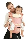 Happylifehere 抱っこひも ヒップシート ベビーキャリー 綿 3-36ヶ月 赤ちゃん ベビー 出産祝い 疲れにくい 腰ベルト よだれカバー 4way おんぶ紐 ピンク