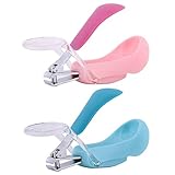 【2個セット】ベビー爪切り　赤ちゃん 安全 爪切り　幼児赤ちゃん新生児つめきり　拡大鏡付き　0ヵ月から対象　ピンク＋ブルー