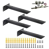 SYWXJ 隠し 棚受け金具 ブラック アイアン I型 棒状 ブラケット 棚 壁掛け 金具 フローティングシェルフ アングル 棚 受け 4本セット ビス付 (30cm)