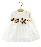 Godlovefullワンピース 子供 ベビー服 女の子 お姫様 ドレス 赤ちゃん 可愛い チュール切り替え 花刺繍 おしゃれ ふわふわ キッズドレス ガールズ 女児 出産祝い 入園式 卒園式 ジュニ