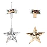 新しいクリエイティブBattery PoweredメタリックHanging Star飾り、2のセット