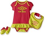 Umbro Girlsミキサークリーパー、よだれかけ& Bootieセット 3-6 Months ピンク