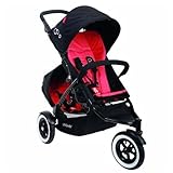 【並行輸入品】Phil&Teds フィル&テッズ DOT ドット ダブルストローラー 二人用 ベビーカー チリ（赤）+NONOKUROオリジナルハンドタオルセット