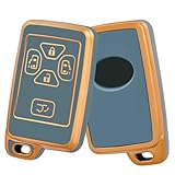 [OFF WE GO] トヨタ用 5ボタンスマートキーボックス (カスタムデザイン) - アルファード/ヴェルファイア (20系)、ノア/ヴォクシー (70系)、エスティマ、アイシス、オーリス、イスト、アリオン、マークXジオ対応 両開きスライドドア TPU製 傷防止 軽量 ブルーゴールド