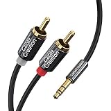 3.5mm to RCA,Cablecreation RCA to 3.5MM Aux ジャックステレオオーディオ変換ケーブルY分配ケーブル ステレオオーディオRCA変換ケーブル スマホン/MP3/スピーカー/タブレット/ホームシアター/HDTV等に対応 5 M/ブラック